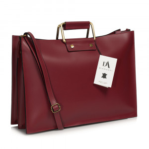 Servieta dama din piele naturala DiAmanti Monza Rosso Scuro